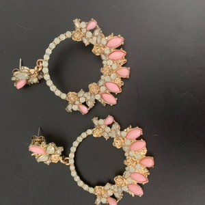 Pastel mint and pink dangle earrings